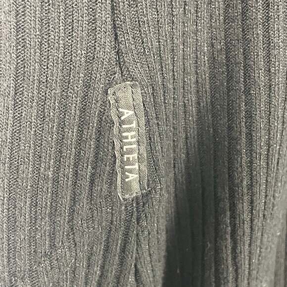 Athleta Harmony Pose Wrap Black Ribbed Hooded Open Front Cardigan - Picture 3 of 6